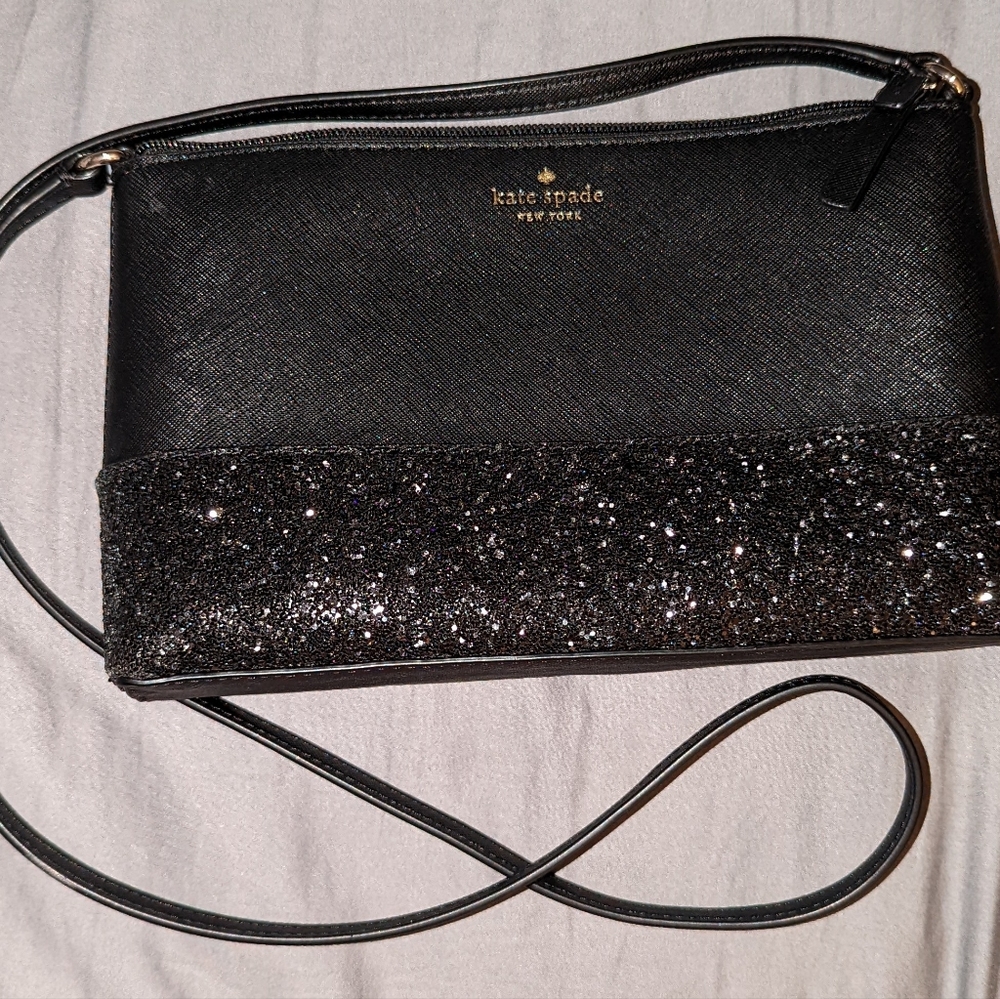 Kate Spade Greta Court Ramey Crossbody - Black Glitter